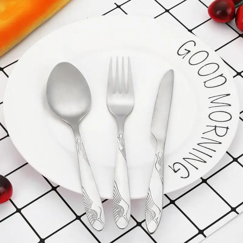 4pcs Stainless Steel Portable Tableware Dinnerware Travel Camp Cutlery Set knife and fork spoon Western tableware set