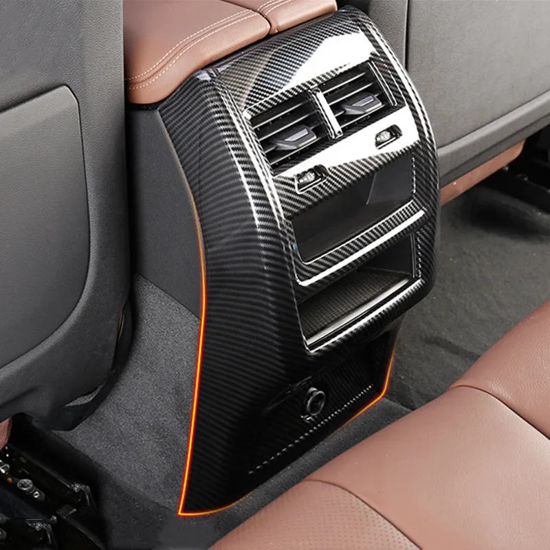 Карбоновое волокно цвет центральный подлокотник заднее украшение для вентиляционного отверстия рамка Крышка Анти-ногами отделка для BMW X5 G05 аксессуары для интерьера