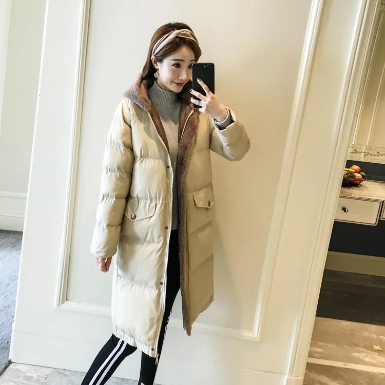Winter New Style Korean-style Mid-length Balaclavas Dual Pocket Cotton-padded Clothes Cotton Coat Thick Cotton-padded Jacket Coa