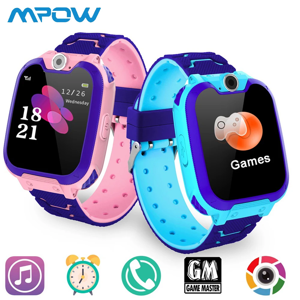 Mpow Kids Смарт-часы, большой экран, телефон, игровые часы с сенсорным экраном, камера, часы с SOS звонком для мальчиков и девочек, детские подарки с 32 Гб картой памяти, Детские умные часы