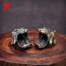 1 шт. большой рот Тигр Ретро латунный нож бусины шнурок кулон Паракорд веревка для зонтика браслет фонарик подвеска EDC аксессуары