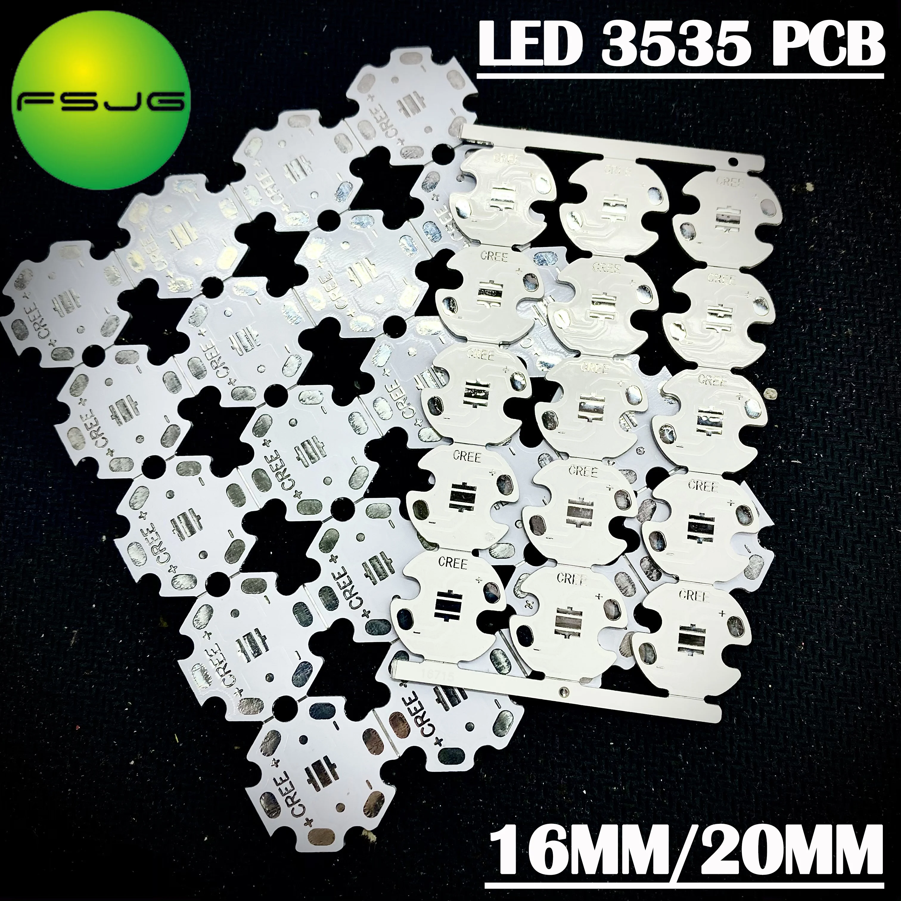 100 PCS/batch leds 20mm 16mm pcb printed circuit board combined with CREE XPE/XPG/XTE/3535 LED White PCB/Aluminium lights
