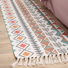 Коврик с геометрическим рисунком, для спальни, гостиной, украшения для дома, с кисточками, ретро, этнический стиль, хлопок, лен, гобелен, современный