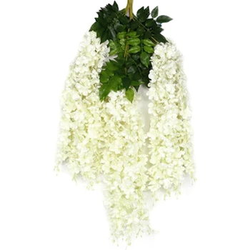 

12 Artificial White Vine Flower Bean String Plastic Silk Flower Decoration Wedding Plant Ceiling Flower Vine Fake Flower Rattan