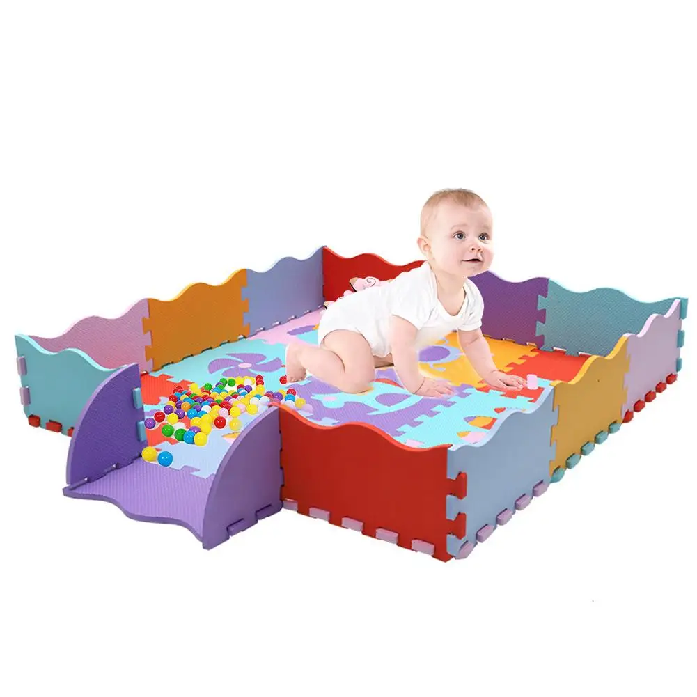 

Baby Soft EVA Foam Puzzle Play Floor Mat Carpets Infant Animal Crawling Pad Soft Foam Floor Mat With Fence Toys For Children