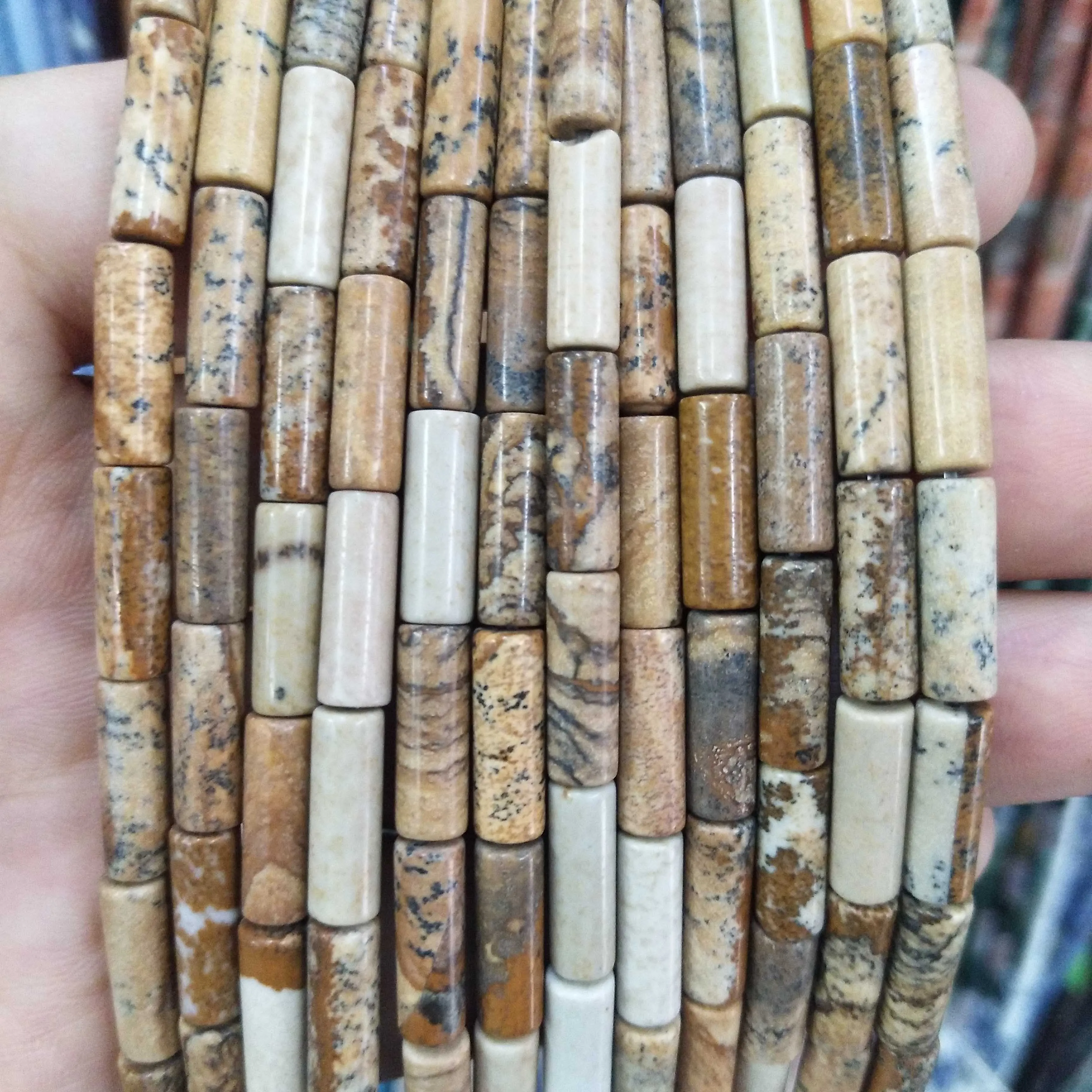 Natural Stone Cylinder Beads: Turquoise, Agate, Lapis Lazuli, and Jasper