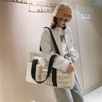 

Large Pocket Casual Tote Women's Handbag Irregular Graffiti Travel Bag Wild Ladies Canvas Shoulder Messenger Bag Shopping Bags