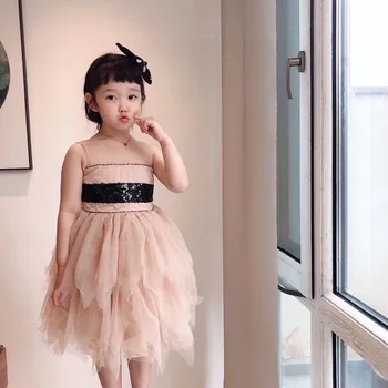 

kids clothes baby girls dress 2020 new fashion summer Senior girls dress net yarn Pompon princess dress