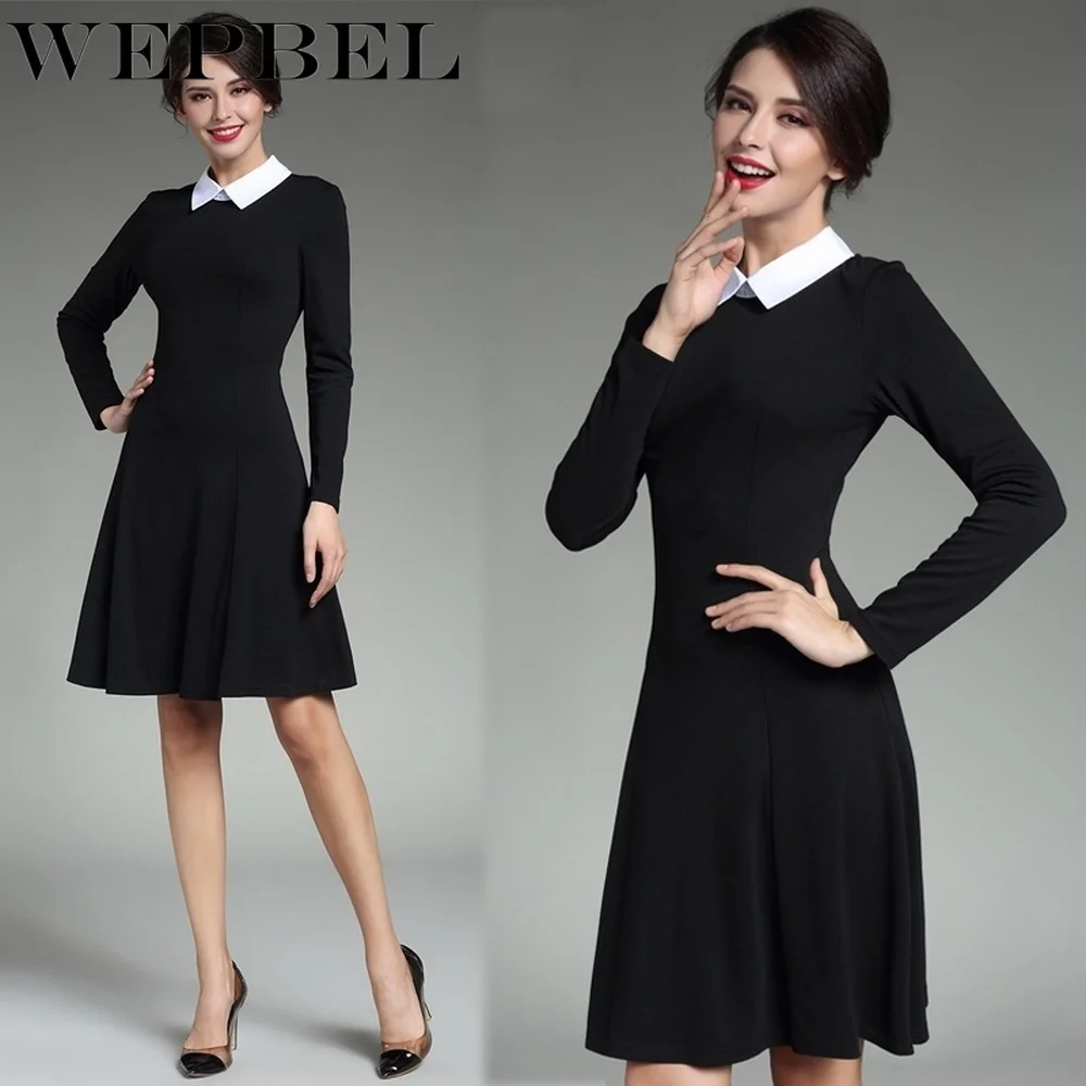 Женское платье WEPBEL с длинным рукавом повседневное Деловое отложным воротником |