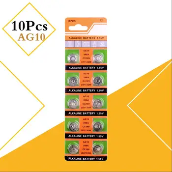 

AG10 10pcs/pack SR1130 Button Batteries 189 LR1130 LR54 Cell Coin Alkaline Battery 1.55V SR54 389 189 For Watch Toys Remote