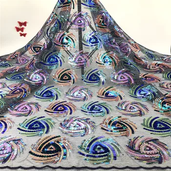 

Madison Sequins Embroidery Fabric Lace Blue Color Sequence Elegant French African Nigerian Latest Design 2020 High Quality