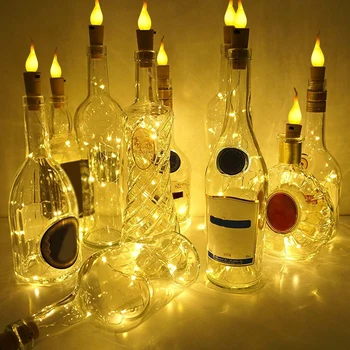 

6/10/12pcs LED Candle String Lights Wine Bottles Stopper Lamp Copper Wire Bendable Fairy String Festival Party Decor