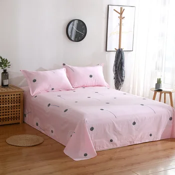 

New Cotton Pink Flat Sheet Sweet Princess Bedding 48*74cm Pillowcase Grey Twin Full Queen King Size Bed Sheet Home Textile