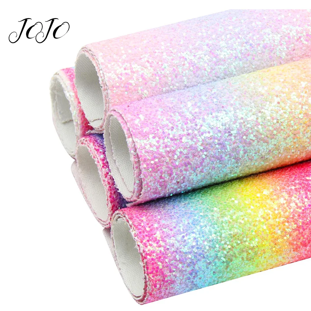 

JOJO BOWS 22*30cm 5pcs Rainbow Chunky Glitter Fabric Sheets For Needlework DIY Craft Supplies Handmade Hair Bows Home Decoration