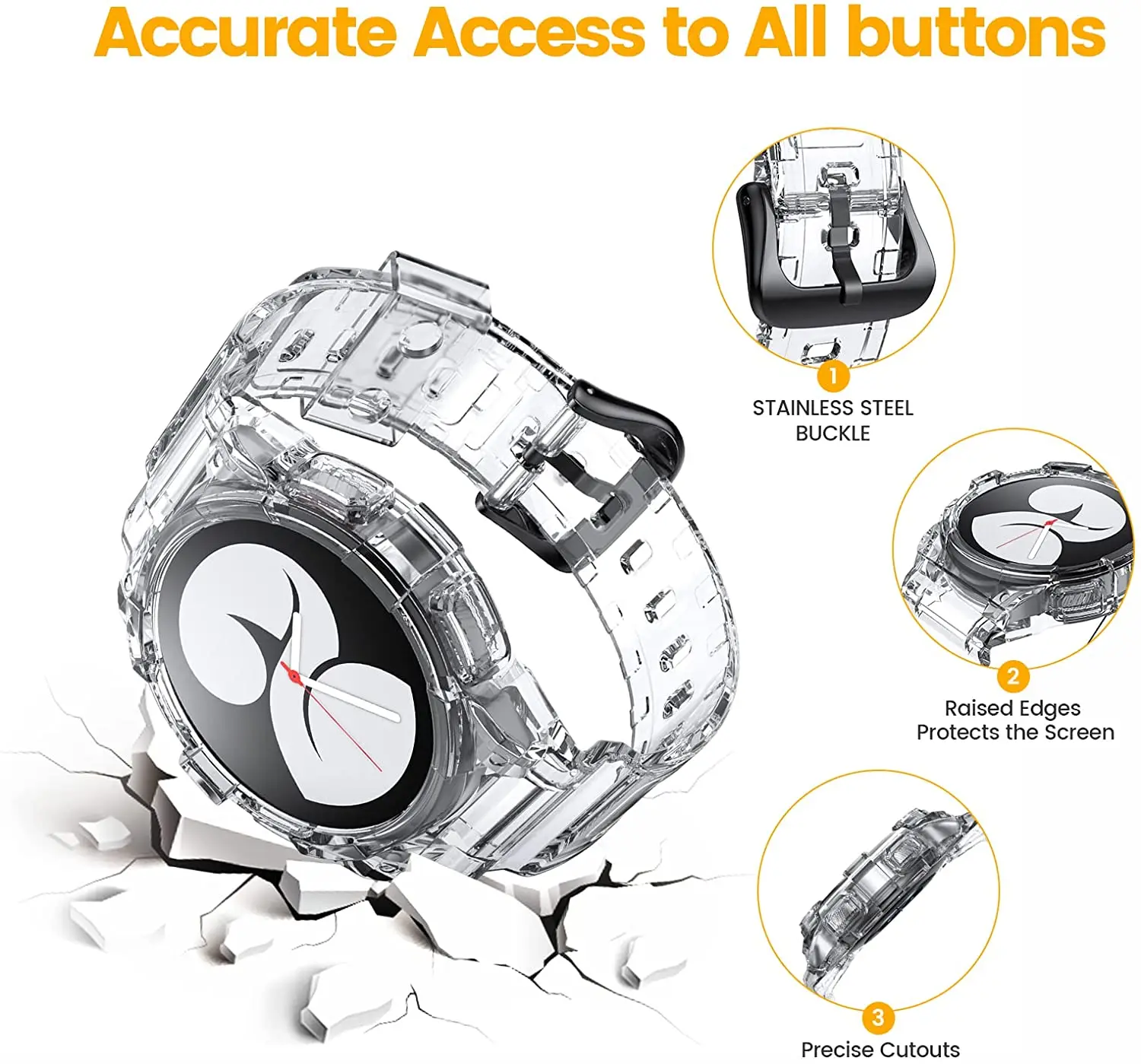 ANBEST Transparent Band+Case for Samsung Galaxy Watch 4 Newest Soft Clear Sport Strap 40mm for Galaxy Watch 4 Bracelet Watchband