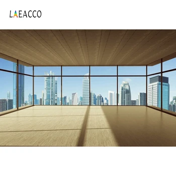 

Laeacco Living Room Window Balcony City Building Gym Photography Backgrounds Customized Photographic Backdrops for Photo Studio