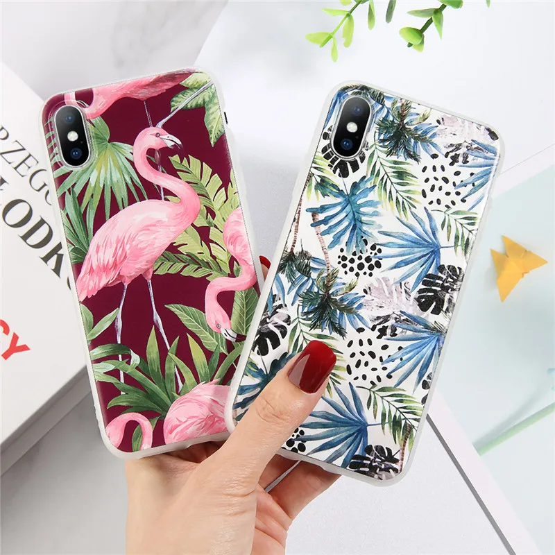 Moskado цветок Фламинго мягкий телефон чехол для iPhone 7 6s 8 Plus X XR XS Max прозрачный ТПУ