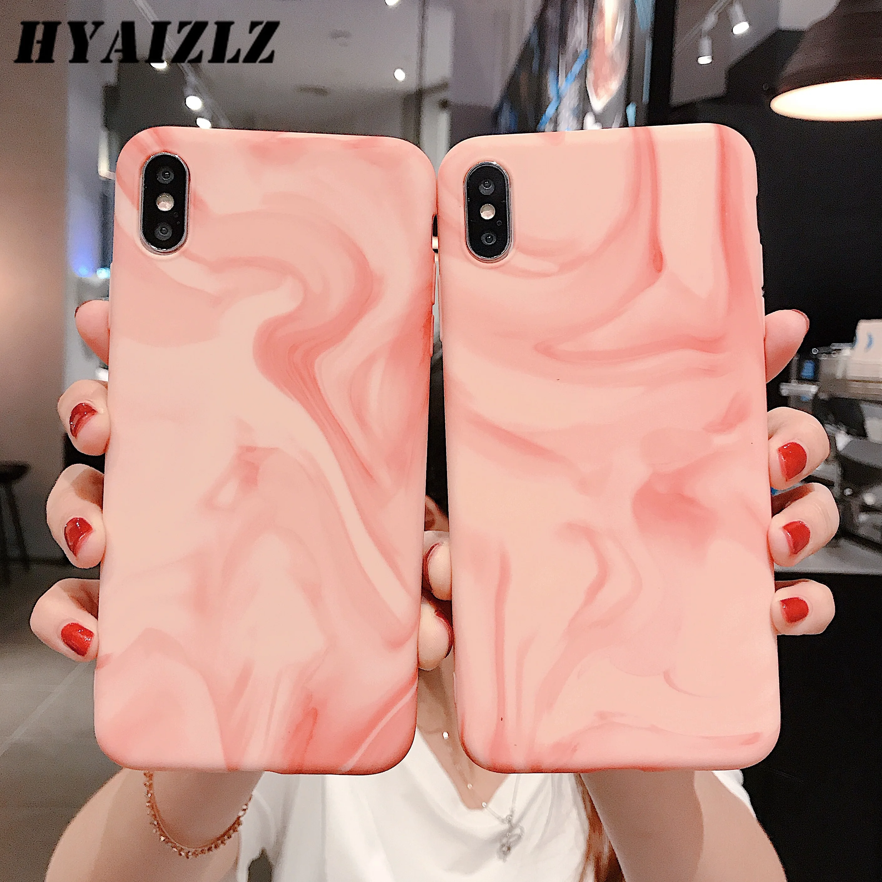

Pink Marble Texture Phone Case for iPhone 11 Pro Max XS XR X 6 7 8 Plus Matte Shell Sfot TPU Coque Full Protection Back Cover