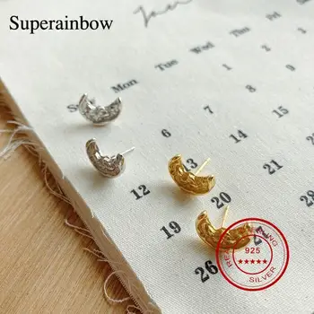 

SUPERAINBOW 925 Sterling Silver Irregular Geometric Moon Stud Earrings for Women Girl Wedding Party Jewelry SR-E30