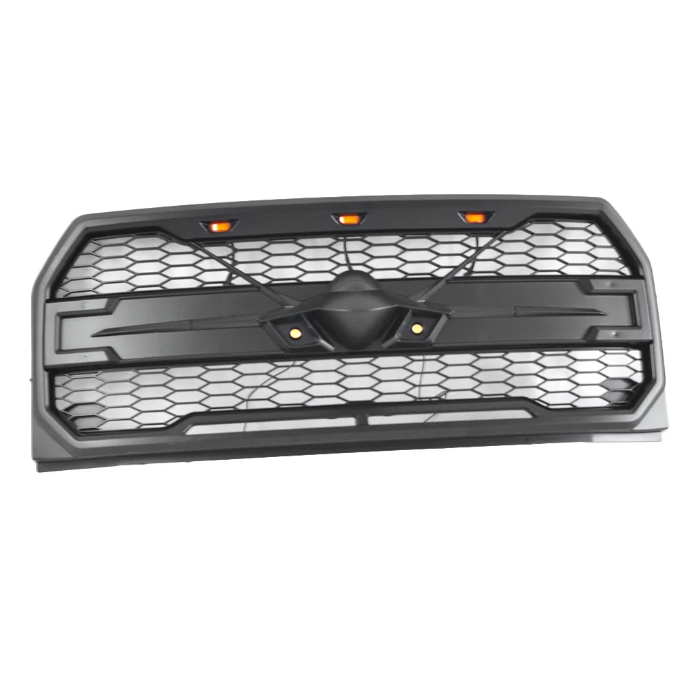  For Ford F150 Car Front Bumper Grille Raptor Style Grill Replacement w/ LED Light F-150 2015 2016 2