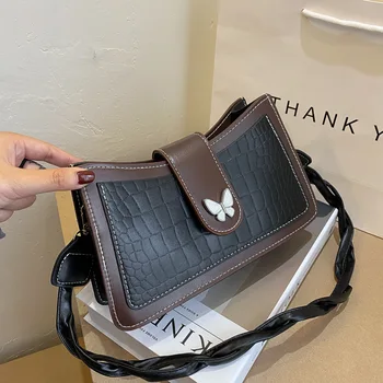 

Fashion Stone Pattern Women's Flap Bags 2020 Winter Panelled Crossbody Messenger Bag for Female PU Leather Butterfly Lady Tote