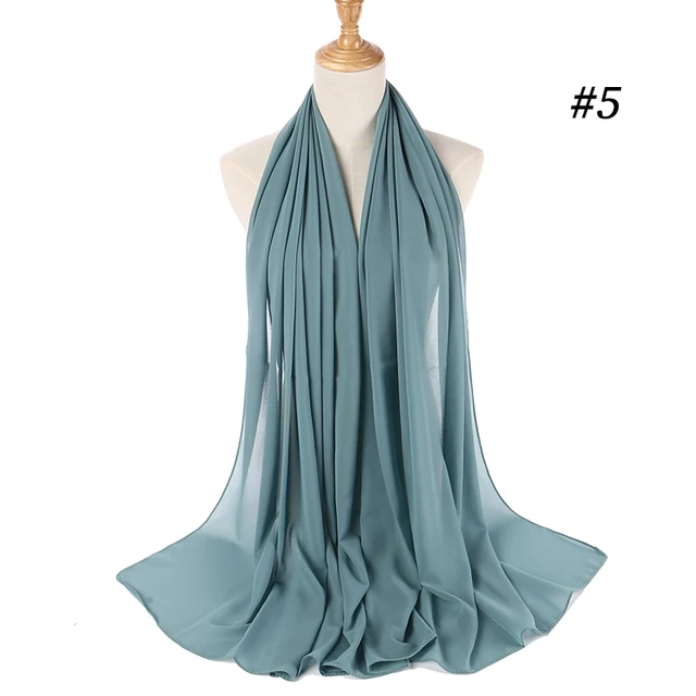 women plain bubble chiffon scarf hijab wrap printe solid color shawls headband women hijabs scarves/scarf 60 colors COLOR 5