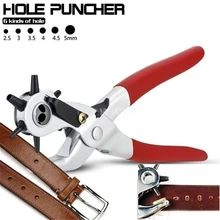 

6 Holes Belt Puncher Pliers Leather Punchers Machine Multifunction Red Portable DIY Craft Sewing Household Tool Accessories