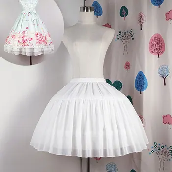 

Women Girls Lolita Cosplay Fishbone Skirt Support Short Dress Petticoat Two Bones Underskirt Crinoline Adjustable Puffy Skirt