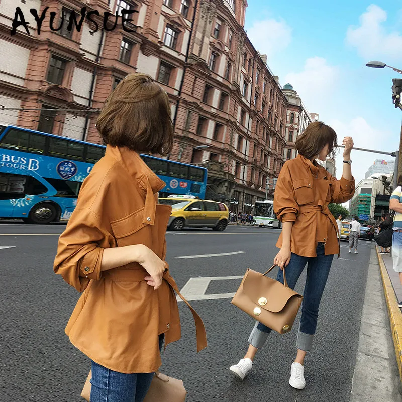 Куртка из натуральной кожи, овчина, пальто, женская одежда,, натуральная кожа, пальто, свободное, весна, осень, пальто для женщин, GGS17C842 YY2393