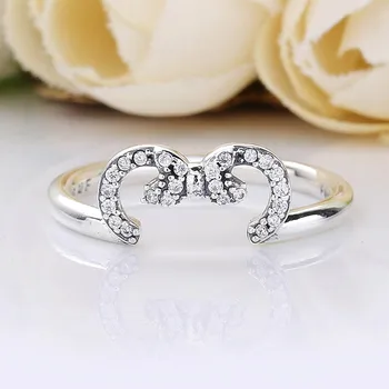 

Original Minnie Silhouette With Crystal Rings For Women 925 Sterling Silver Ring Wedding Party Gift Fine Jewelry