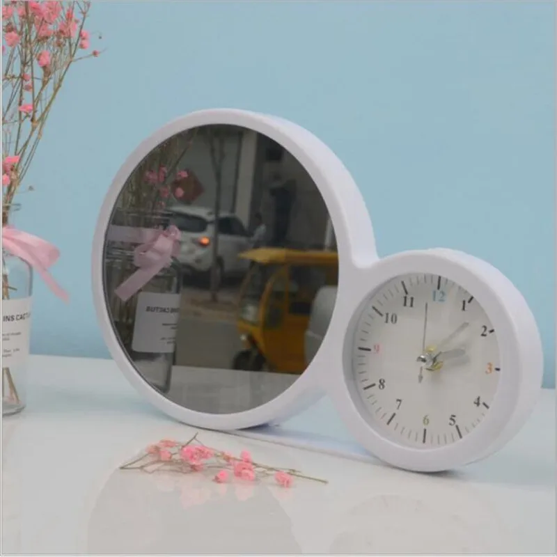 Sublimation Alarm Clock with LED Light Round Magic Mirror 3D Photo Frame Desk Decoration Bedside Smart Clocks