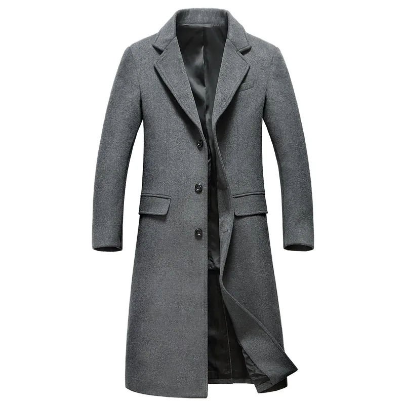 

Nice Men's Casual Coats Jackets Wool Outerwear Men Windbreak Winter Overcoat Men's Fashion Long Style Woolen Trench Coat Jacket