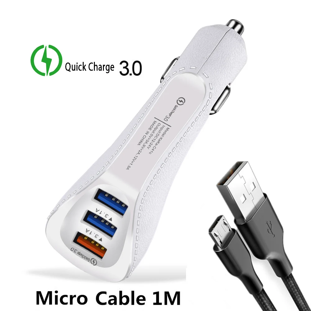 Хорошее автомобильное зарядное устройство с 3 портами USB для телефона 3,0 А Быстрая зарядка QC для Iphone samsung huawei Xiaomi зарядное устройство для зарядки телефона