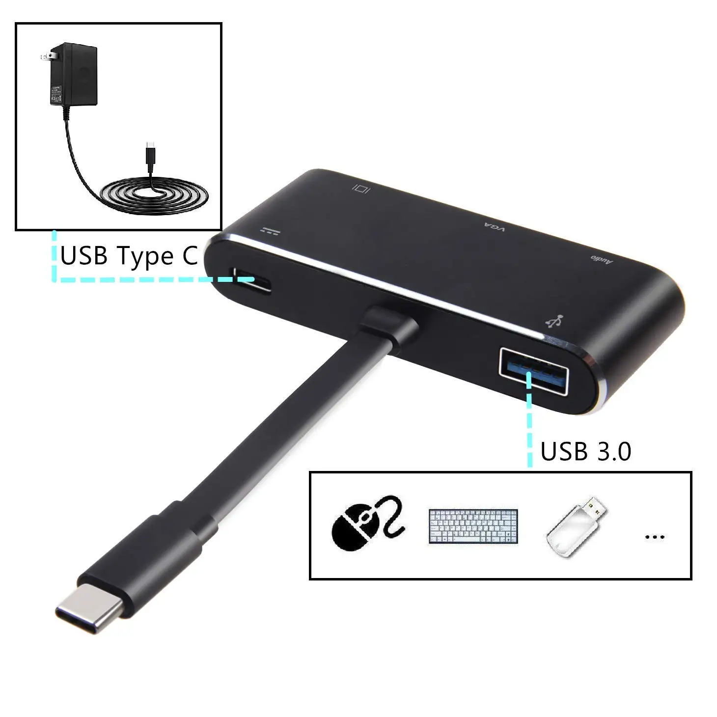 Usb type C концентратор USB-C к HDMI 4K USB3.0 аудио VGA разъем Thunderbolt 3 адаптер для MacBook pro samsung Note8 S8 S9 Dex режим nintendo