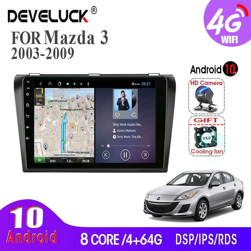 4G + 64G 2Din Android 10 0 автомобильный Радио мультимедийный видео плеер для Mazda 3 2003 2009 GPS