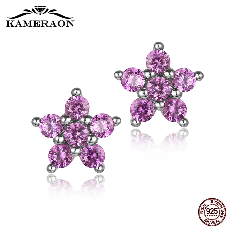 

Original Amethyst 925 Silver Earrings For Women's Beautiful Evening Sapphire Blue Stone Stud Earrings Gift Girl Jewelry Earrings