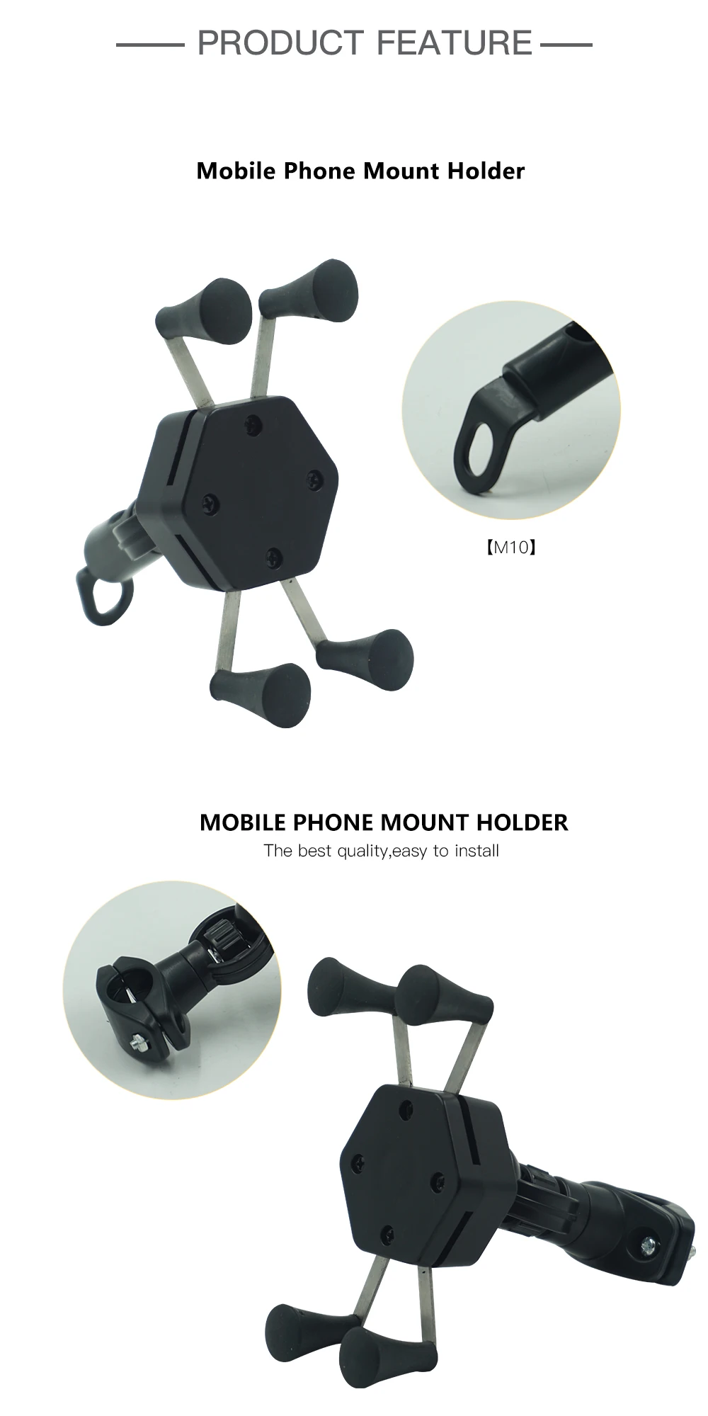 Universal Motorcycle Bike Mobile Phone Stand Holder Socket 360 Degree Adjustable X Type Rear View Mirror Handlebar Mount bracket