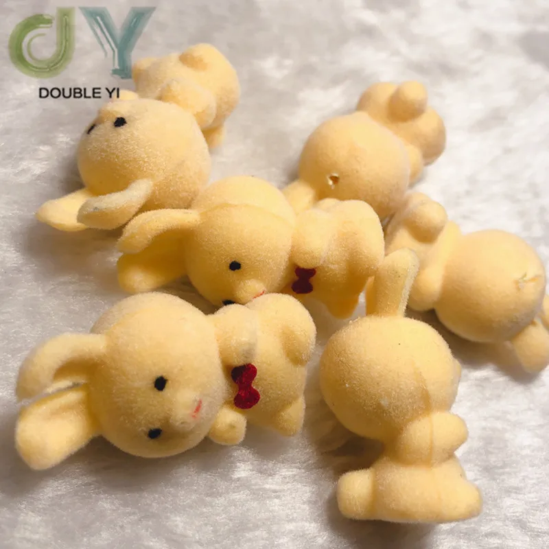 Мини-Флокирование кукла Флокирование милый маленький кролик кукла брелок маленький кролик предметы мебели желтый
