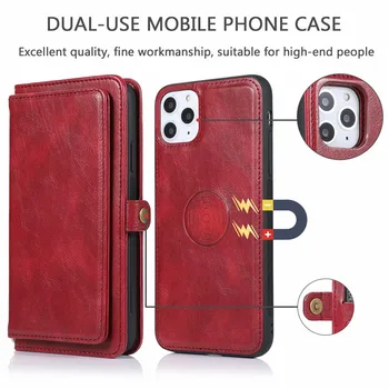 

Detachable Wallet Case for iPhone 11 Pro Max Vegan PU Leather 2 in 1 Folio Book Magnetic Phone Cover for iPhone 6s 7 8 Plus XR X
