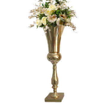 

10PCS/LOT 64 cm/25.2" Flower Vase Wedding Table Centerpieces Event Road Lead Gold Metal Vases Party Decoration Flower Rack