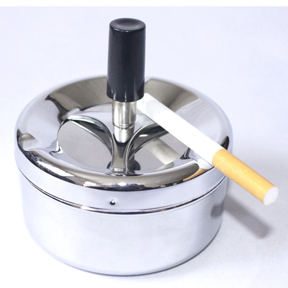 Portable Round Spinning Ashtray Cigarette Ash Round Stainless Steel