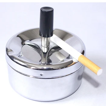 

Portable Round Spinning Ashtray Cigarette Ash Stainless Steel Ashtray Housewares Spinning with Cover