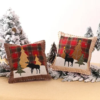 

NEW-2 Pcs Christmas Elk Theme Pillow Covers Throw Pillow Case Daily Decorations Sofa Throw Pillow Case Cushion Covers