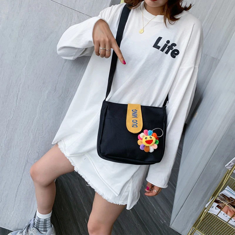 

Ladies Canvas Fashion Simple Mini casual Shoulder Bag Cute Schoolgirl Crossbody Bag