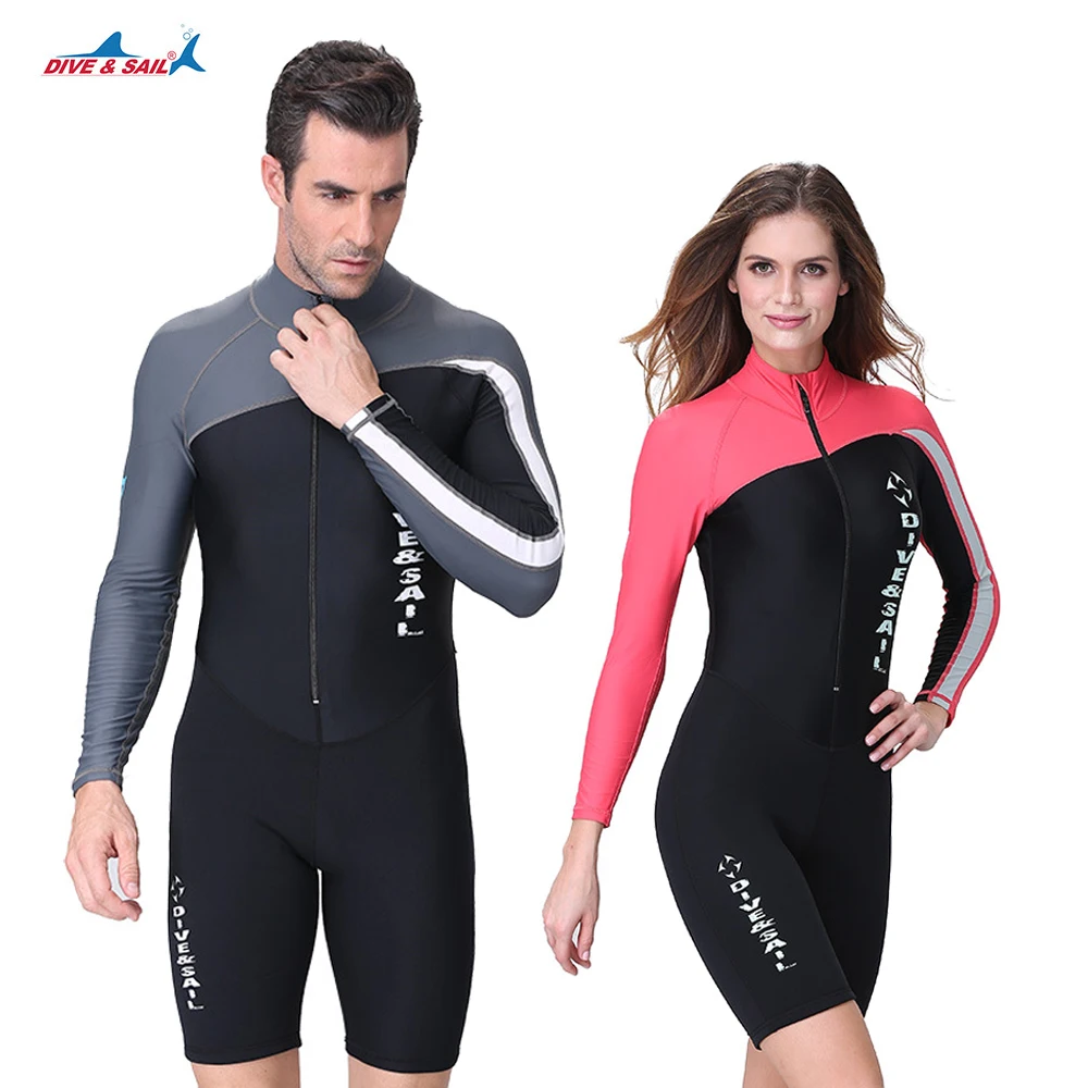

1.5MM Neoprene Wetsuit Men Women Long/Short Sleeve Trunk One Piece Wet Suits For Swimming Jumpsuit Surfing Rash Guards