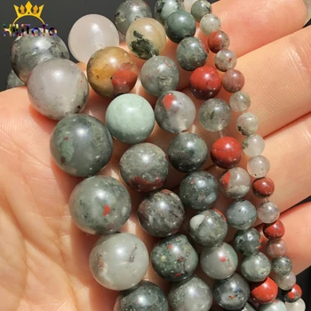 

Natural African Blood Jaspers Stone Beads Round Loose Spacer Beads For Jewelry Making 6 8 10 12mm DIY Bracelet Accessories 15''