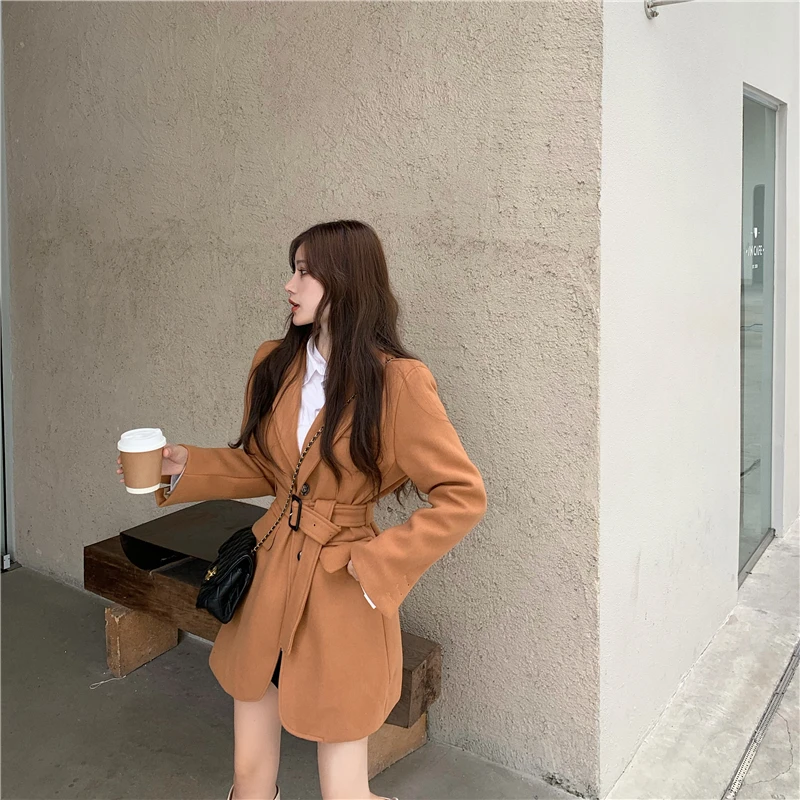 

Women's casual suit jacket 2020 autumn and winter fashion and elegant office ladies thick loose long-sleeved business jacket