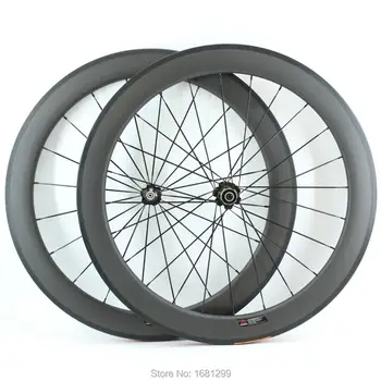 

1pair New 700C 60mm tubular rims Road bike matte UD full carbon fibre bicycle wheelsets hubs aero spokes skewers Free shipping