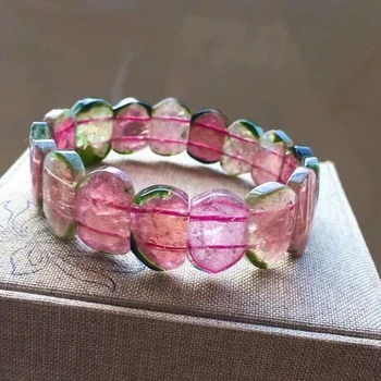 

Genuine Natural Colorful Tourmaline Watermelon Clear Irregular Beads Bracelet 4.8*8*11.2mm Women Crystal Certificate AAAAA
