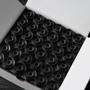 

Top Class 15 Plastic Sided Type A Size Black color Machine Embroidery Prewound Bobbin Thread,144pcs